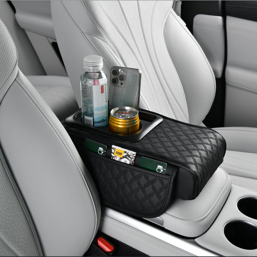 High-End Four-in-One Car Armrest Storage Box - Ruichuan Universal Leather Center Co<i></i>nsole Organizer